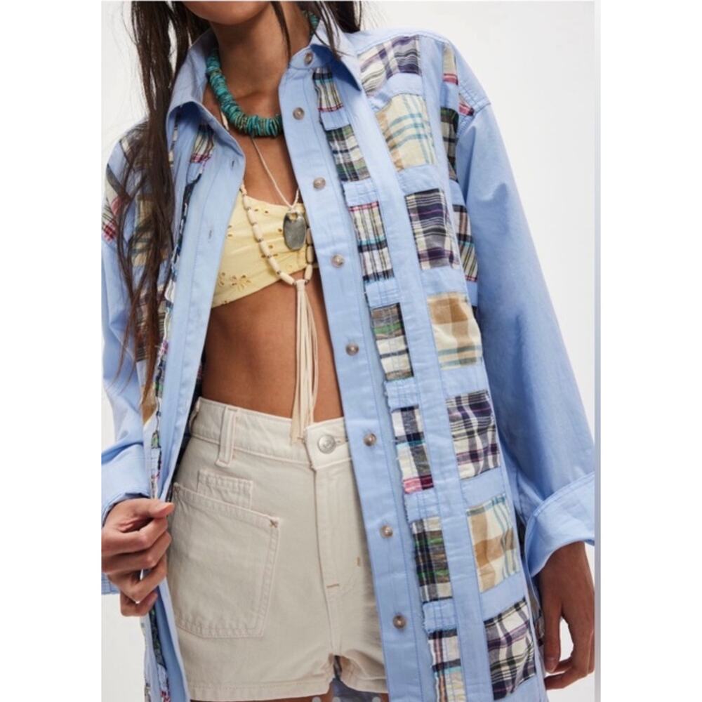 We the Free Free People Patchwork Mad For Madras button down Shirt XS